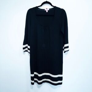 Lilly Pulitzer Black Connie High Stripe‎ Merino Wool Sweater Dress Size Large
